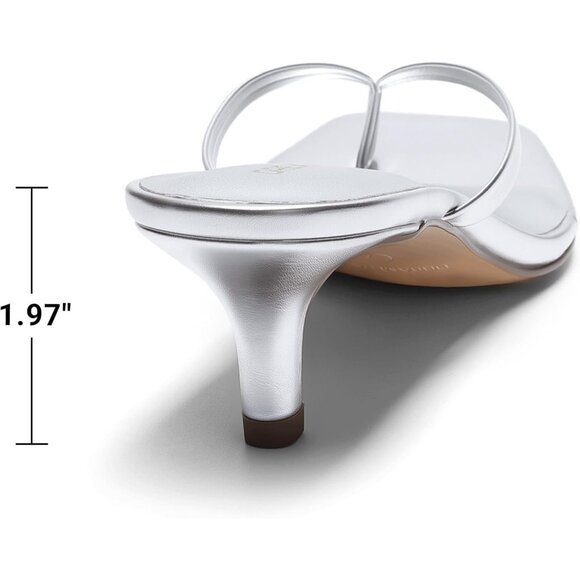 Dream Pairs Women Silver Faux Leather  Square Open Toe  Low Heels Sandals Shoes - Picture 6 of 8